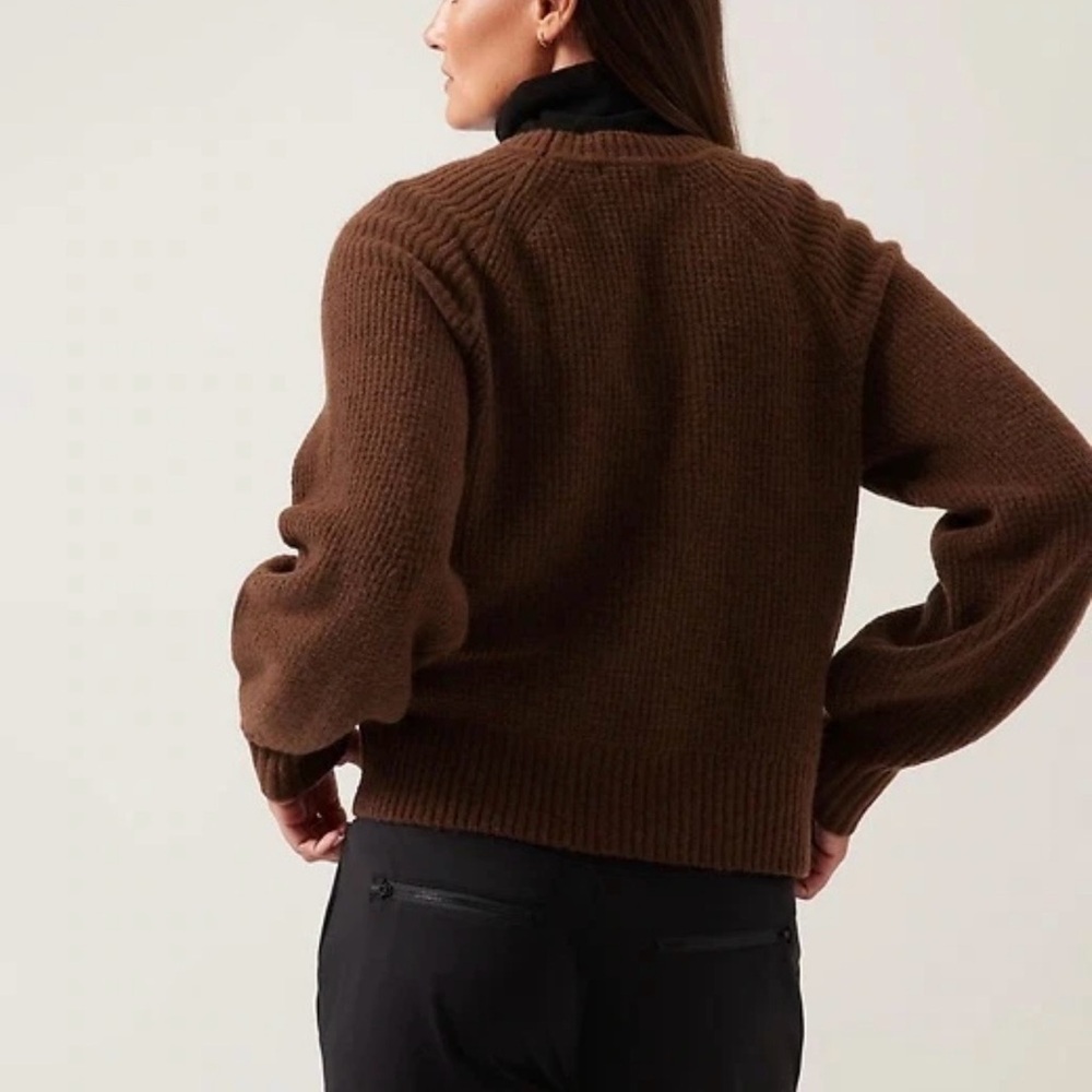 NWT Athleta Brown Ribbed CHANDAIL RAS LAYOVER CREW Sweater Size M - Picture 7 of 16